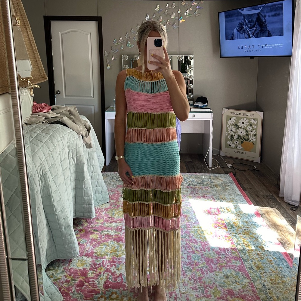 Crochet striped maxi swimsuit cover-up !